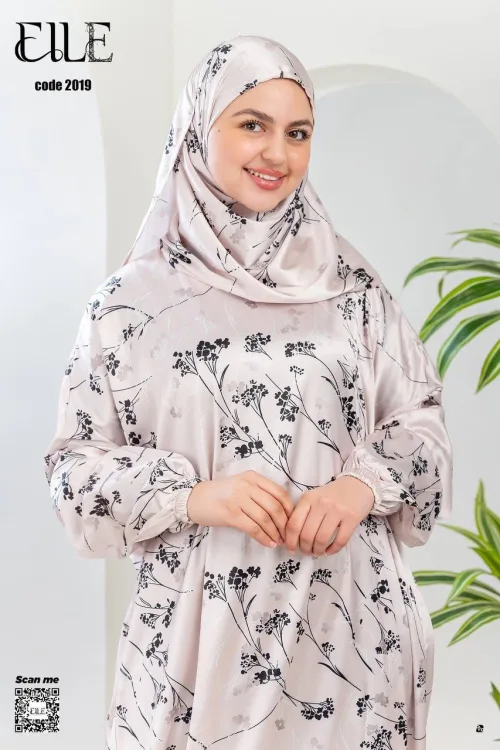 اسدال صلاة ساتان بيج بأغصان سوداء - كود 2019